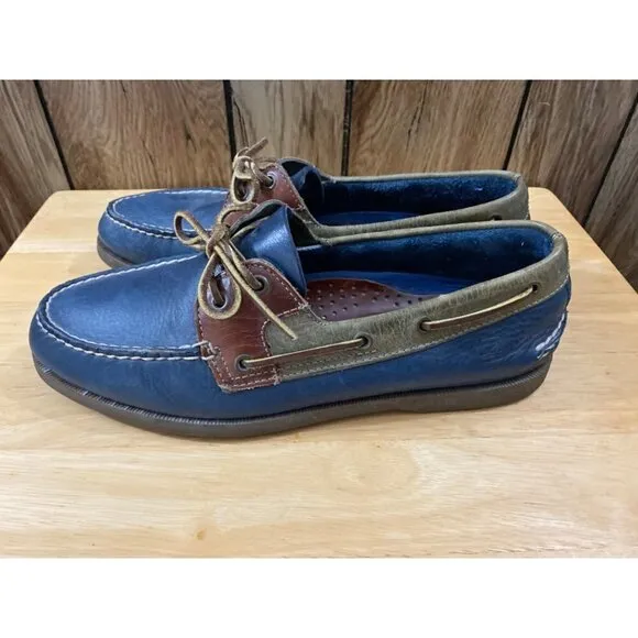 Sperry Top Sider Dark Blue &amp; Brown Men Boat Shoes Sz 10.5