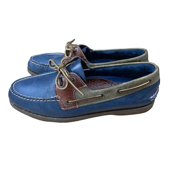 Sperry Top Sider Dark Blue &amp; Brown Men Boat Shoes Sz 10.5