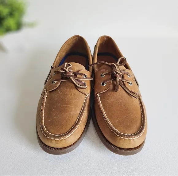 Sperry Top Sider Sahara Tan Genuine Leather Boat Shoe Men Size 10M