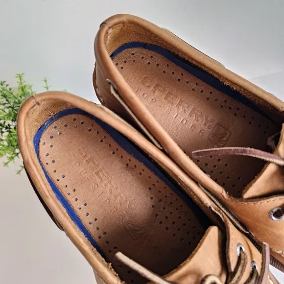 Sperry Top Sider Sahara Tan Genuine Leather Boat Shoe Men Size 10M