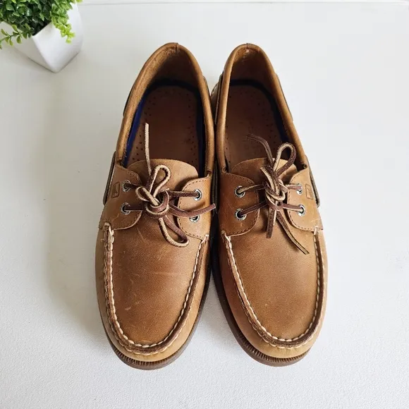 Sperry Top Sider Sahara Tan Genuine Leather Boat Shoe Men Size 10M