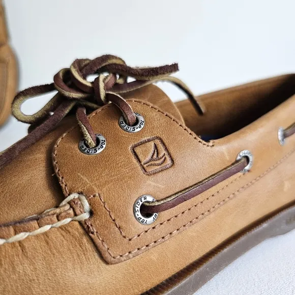 Sperry Top Sider Sahara Tan Genuine Leather Boat Shoe Men Size 10M