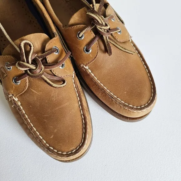 Sperry Top Sider Sahara Tan Genuine Leather Boat Shoe Men Size 10M