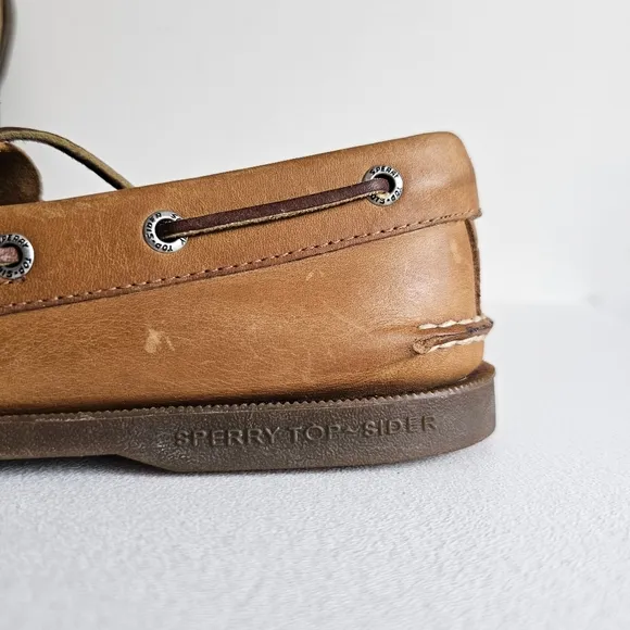 Sperry Top Sider Sahara Tan Genuine Leather Boat Shoe Men Size 10M