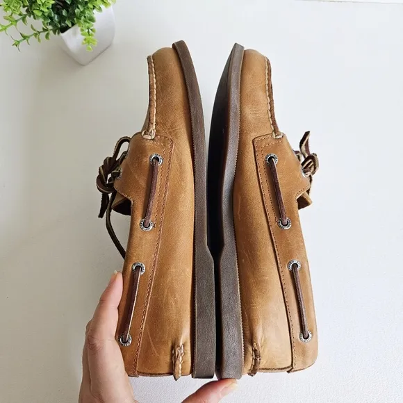 Sperry Top Sider Sahara Tan Genuine Leather Boat Shoe Men Size 10M