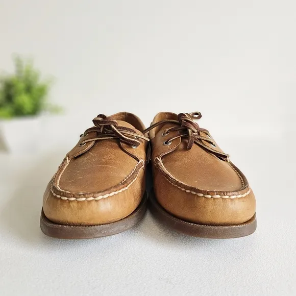 Sperry Top Sider Sahara Tan Genuine Leather Boat Shoe Men Size 10M