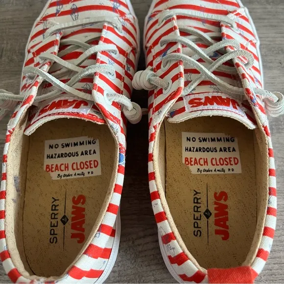 Sperry Womens Jaws Red Striped Shoes Size 6