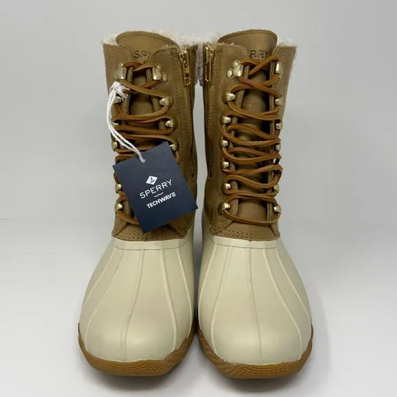 Sperry Womens Saltwater Tan Duck Boots Birch Leather STS85402 Waterproof 8.5 New