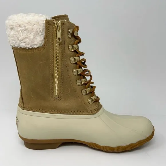 Sperry Womens Saltwater Tan Duck Boots Birch Leather STS85402 Waterproof 8.5 New