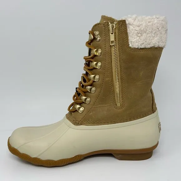 Sperry Womens Saltwater Tan Duck Boots Birch Leather STS85402 Waterproof 8.5 New