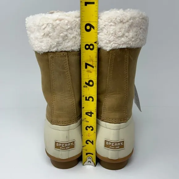 Sperry Womens Saltwater Tan Duck Boots Birch Leather STS85402 Waterproof 8.5 New