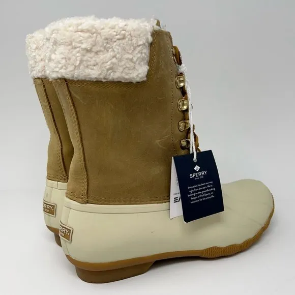 Sperry Womens Saltwater Tan Duck Boots Birch Leather STS85402 Waterproof 8.5 New
