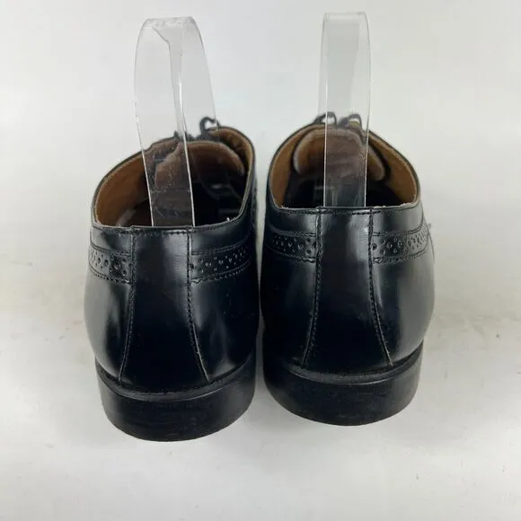 Stafford Dress Shoes Mens 9.5 Black Leather Classic Formal Oxford Brogue Wingtip