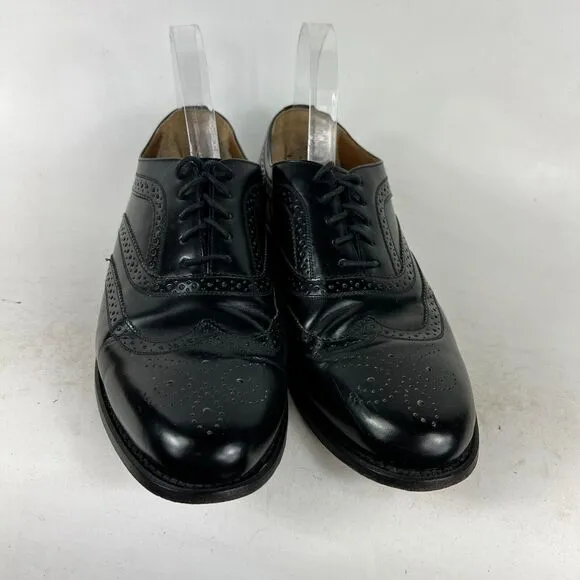 Stafford Dress Shoes Mens 9.5 Black Leather Classic Formal Oxford Brogue Wingtip