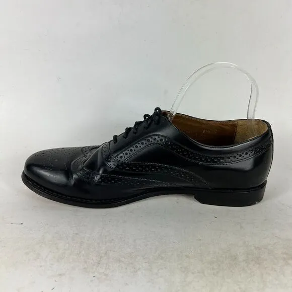 Stafford Dress Shoes Mens 9.5 Black Leather Classic Formal Oxford Brogue Wingtip