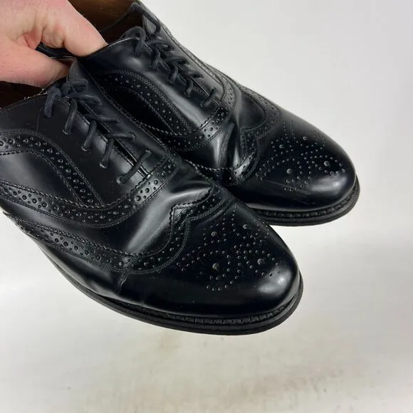 Stafford Dress Shoes Mens 9.5 Black Leather Classic Formal Oxford Brogue Wingtip