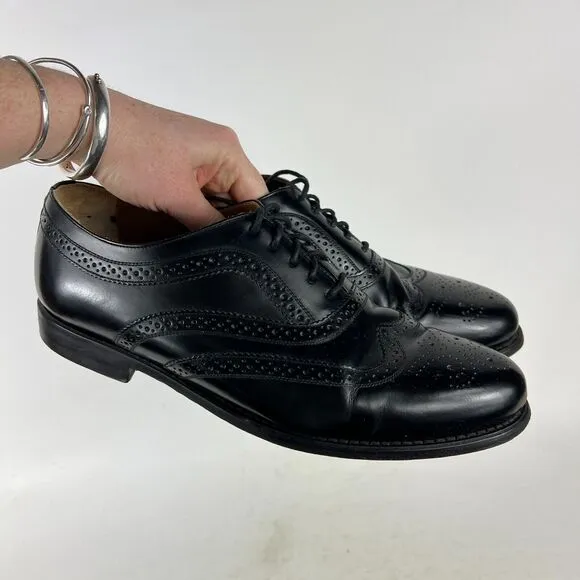 Stafford Dress Shoes Mens 9.5 Black Leather Classic Formal Oxford Brogue Wingtip