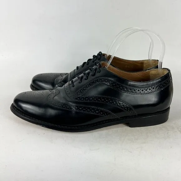 Stafford Dress Shoes Mens 9.5 Black Leather Classic Formal Oxford Brogue Wingtip