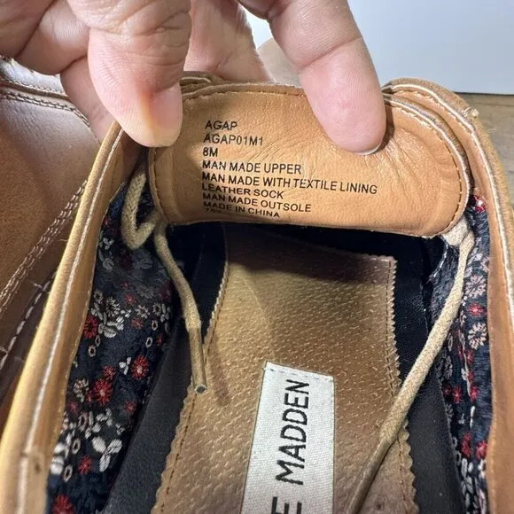 Steve Madden AGAP Brown &amp; Tan Faux Leather Upper Mens Dress Shoes Size 8M