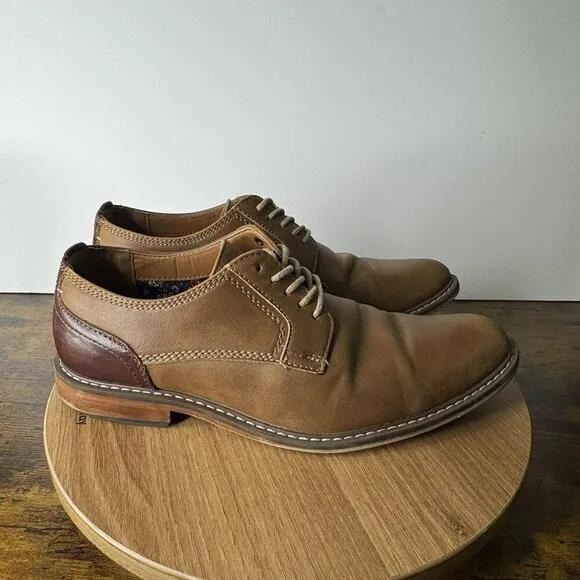 Steve Madden AGAP Brown &amp; Tan Faux Leather Upper Mens Dress Shoes Size 8M