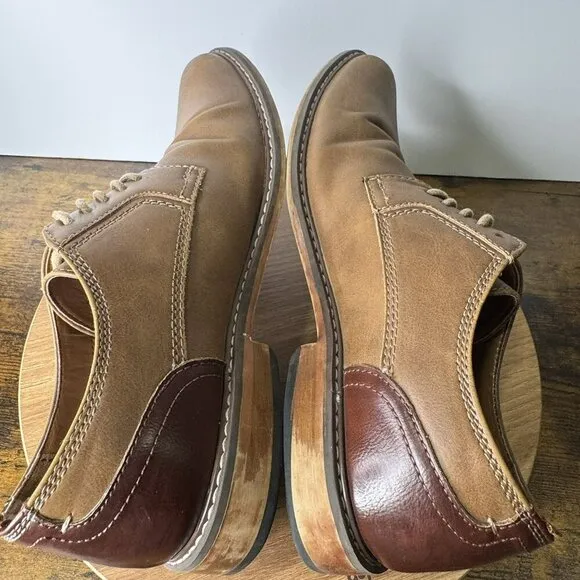 Steve Madden AGAP Brown &amp; Tan Faux Leather Upper Mens Dress Shoes Size 8M