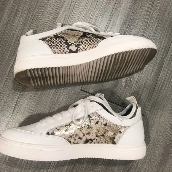 Steve Madden “Bliss” Leather &amp; Snakeskin Sneakers