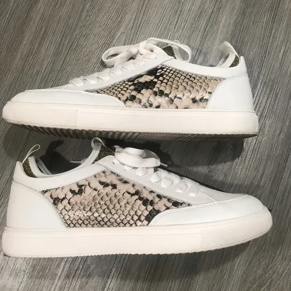 Steve Madden “Bliss” Leather &amp; Snakeskin Sneakers