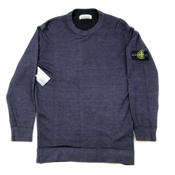 Stone Island Navy Blue Knit Pullover Lightweight Sweater Crewneck Sweatshirt M