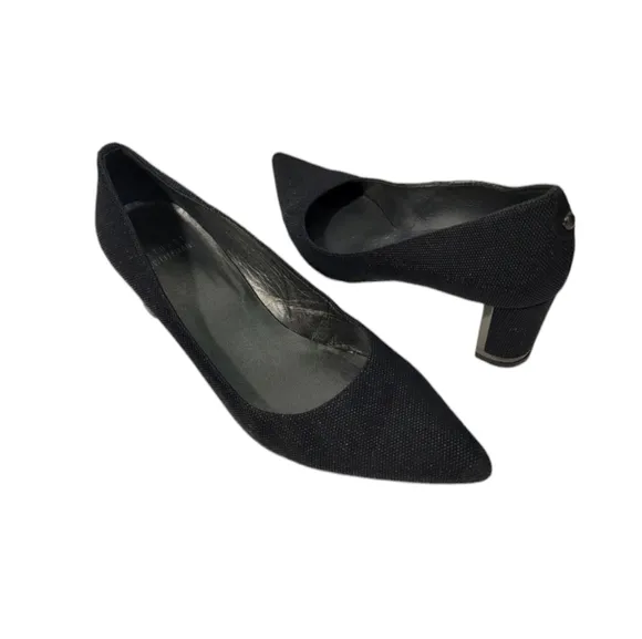 STUART WEITZMAN Black Textured Leather Pointed Toe Pump Sz 7 Business Party CHIC