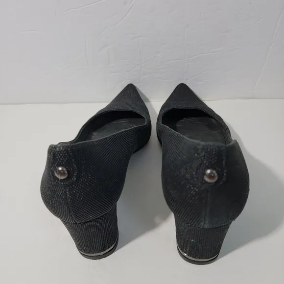 STUART WEITZMAN Black Textured Leather Pointed Toe Pump Sz 7 Business Party CHIC