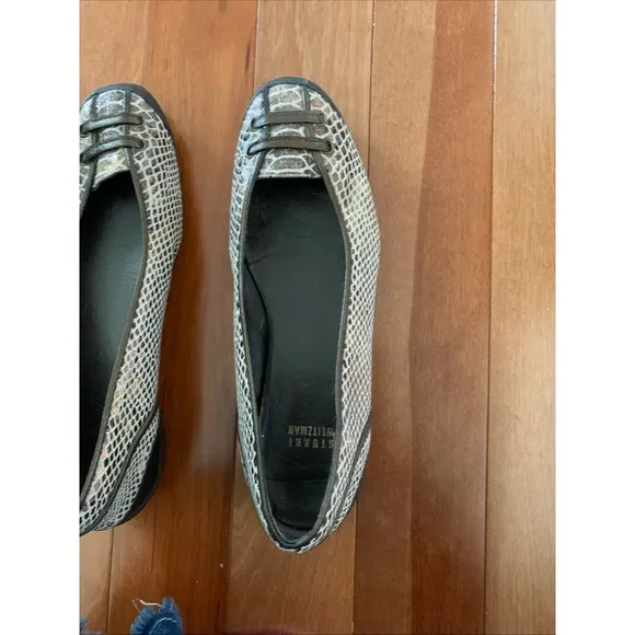 Stuart Weitzman Snakeskin Print Ballet Flats Comfortable Shoes Size 7.5