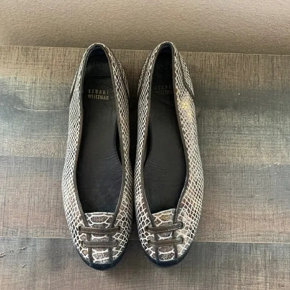 Stuart Weitzman Snakeskin Print Ballet Flats Comfortable Shoes Size 7.5