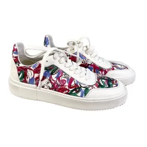 Stuart Weitzman Women's Graphic Lace-Up Low Top Sneaker Shoes White Size 8.5B