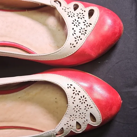 Stylish Red and Cream Ankle Strap Women's Shoes by Miz Mooz