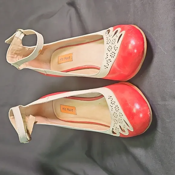 Stylish Red and Cream Ankle Strap Women's Shoes by Miz Mooz
