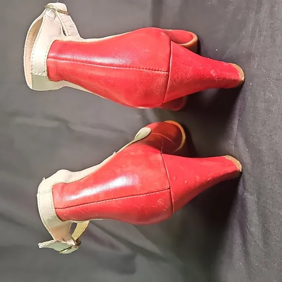 Stylish Red and Cream Ankle Strap Women's Shoes by Miz Mooz