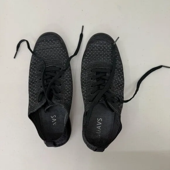 Suavs Zilker Black Gray Knit Low Top Lace Sneakers Shoes Mens size 9 Womens 11