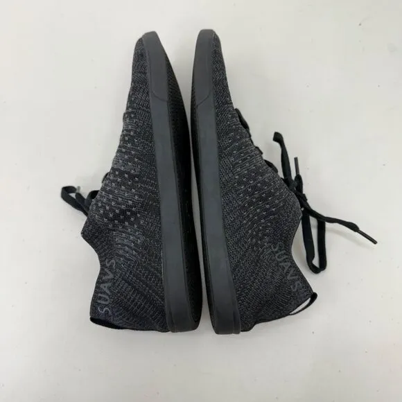 Suavs Zilker Black Gray Knit Low Top Lace Sneakers Shoes Mens size 9 Womens 11