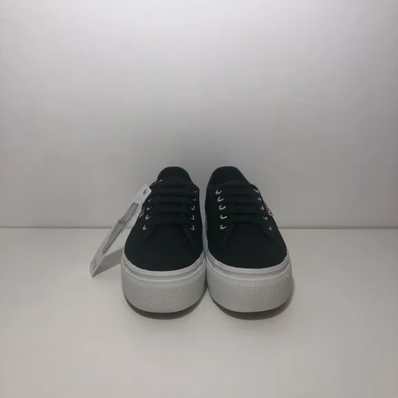 Superga 2790 Platform Low Top Black &amp; White Sneakers