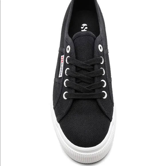 Superga 2790 Platform Low Top Black &amp; White Sneakers