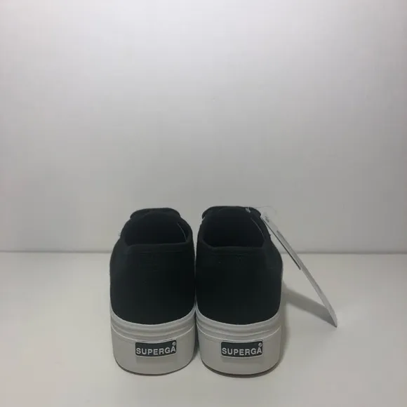 Superga 2790 Platform Low Top Black &amp; White Sneakers