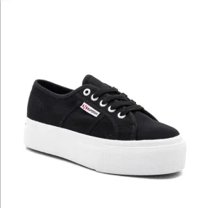 Superga 2790 Platform Low Top Black &amp; White Sneakers