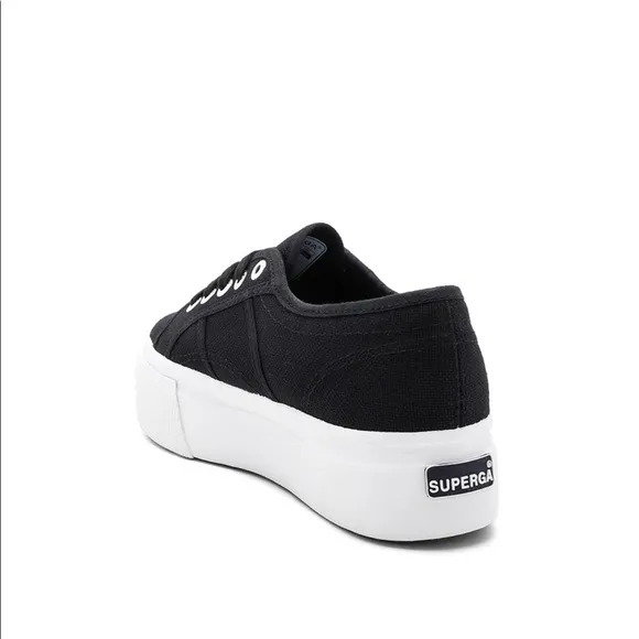 Superga 2790 Platform Low Top Black &amp; White Sneakers