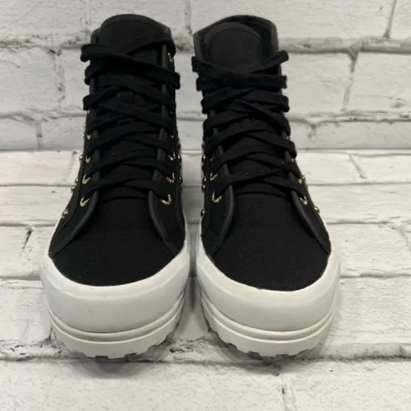 Superga Women's Alpina Cot Stud High-Top Sneaker Size 6.5 Black