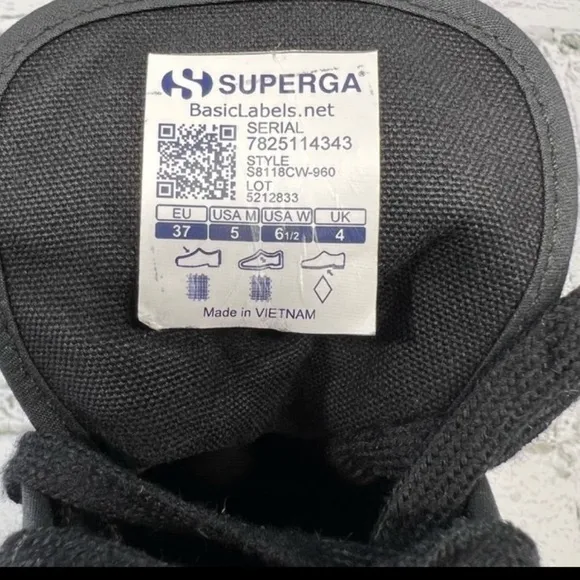 Superga Women's Alpina Cot Stud High-Top Sneaker Size 6.5 Black