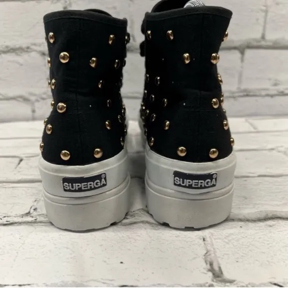 Superga Women's Alpina Cot Stud High-Top Sneaker Size 6.5 Black