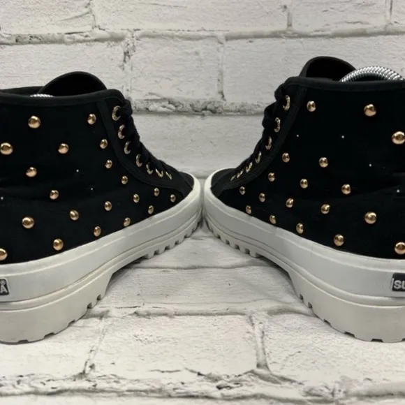 Superga Women's Alpina Cot Stud High-Top Sneaker Size 6.5 Black