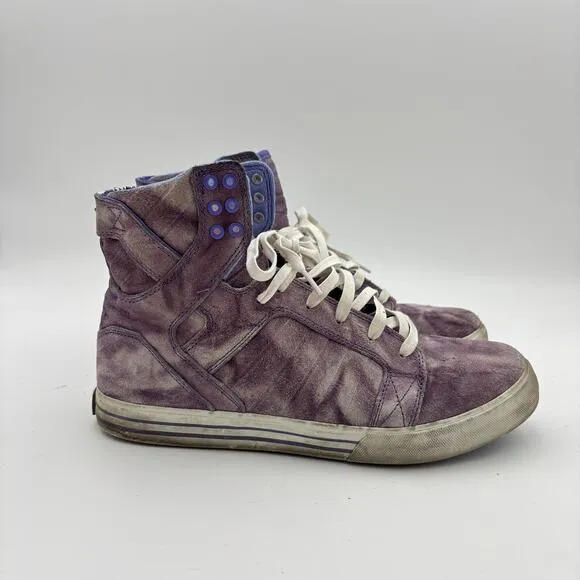 Supra Skytop 001 Chad Muska  Tie Dye Purple High Skate Shoes Men's 10 Skater