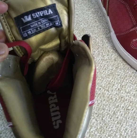 Supra Vaida Red Gold Leather Sneakers