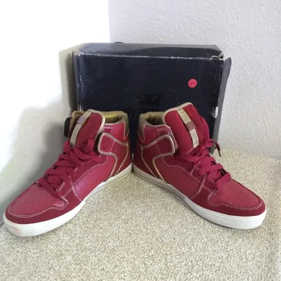 Supra Vaida Red Gold Leather Sneakers